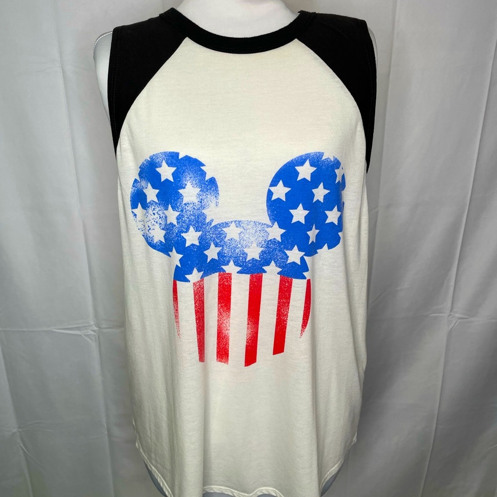 Disney Sleeveless Mickey Mouse American Flag T-Shirt | Size XL